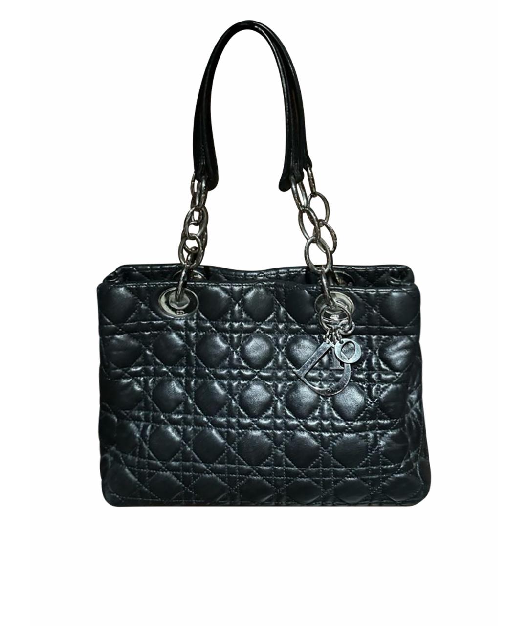 CHRISTIAN DIOR Черная кожаная сумка с короткими ручками, фото 1