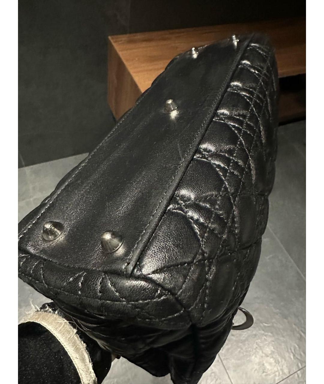 CHRISTIAN DIOR Черная кожаная сумка с короткими ручками, фото 3