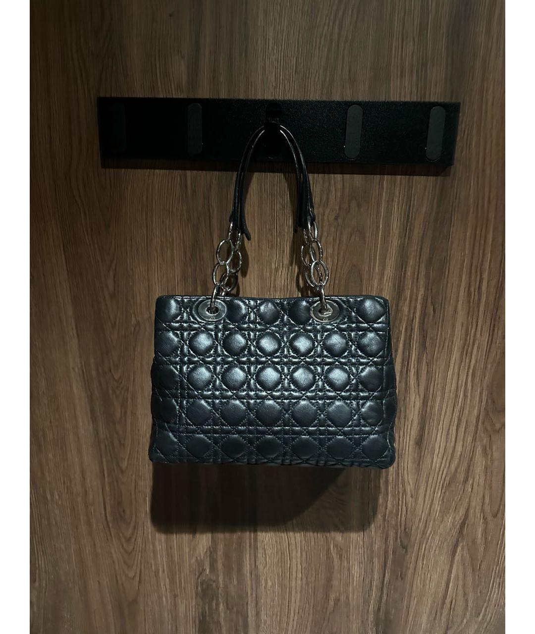 CHRISTIAN DIOR Черная кожаная сумка с короткими ручками, фото 2