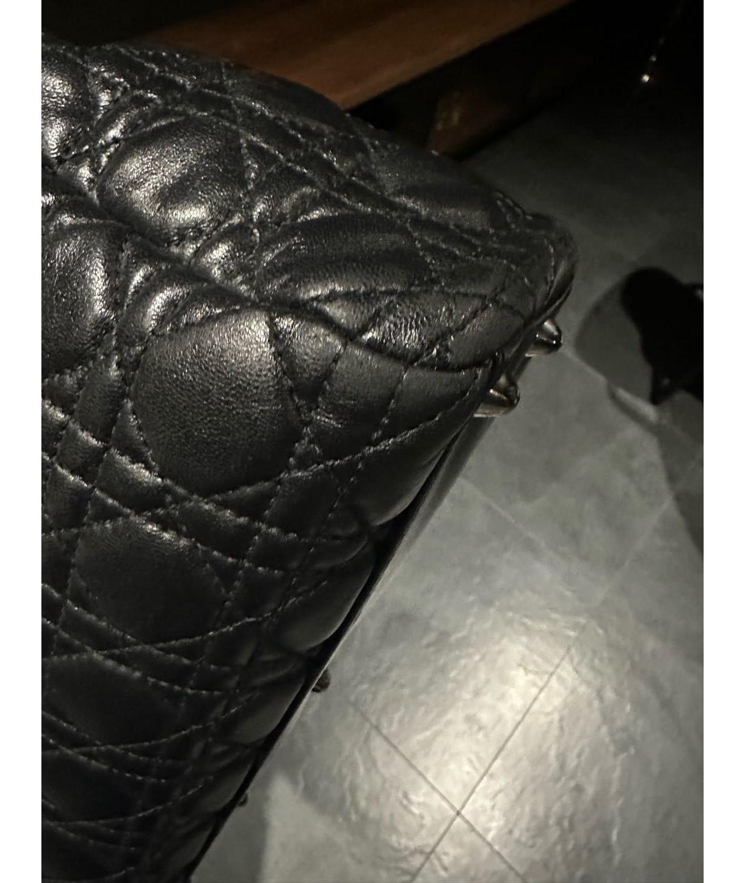 CHRISTIAN DIOR Черная кожаная сумка с короткими ручками, фото 6