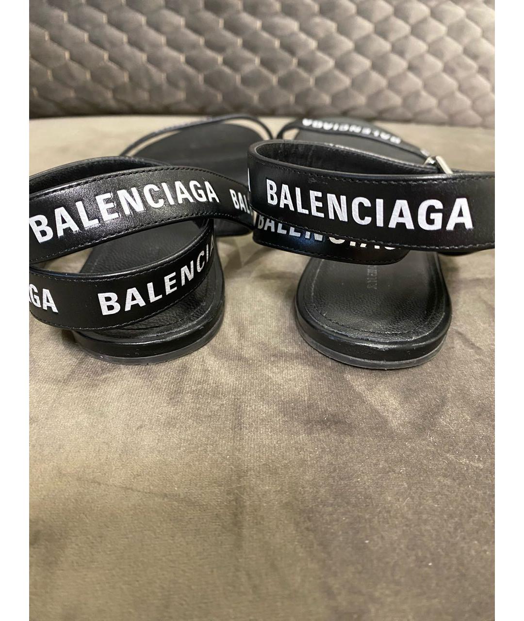BALENCIAGA Черные кожаные сандалии, фото 4