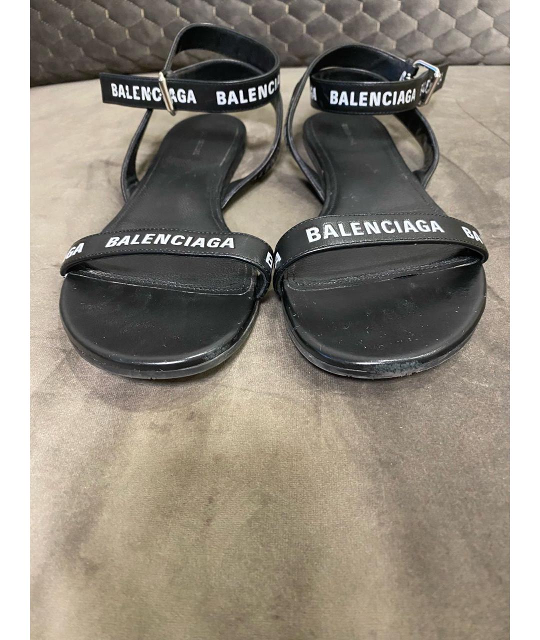 BALENCIAGA Черные кожаные сандалии, фото 2