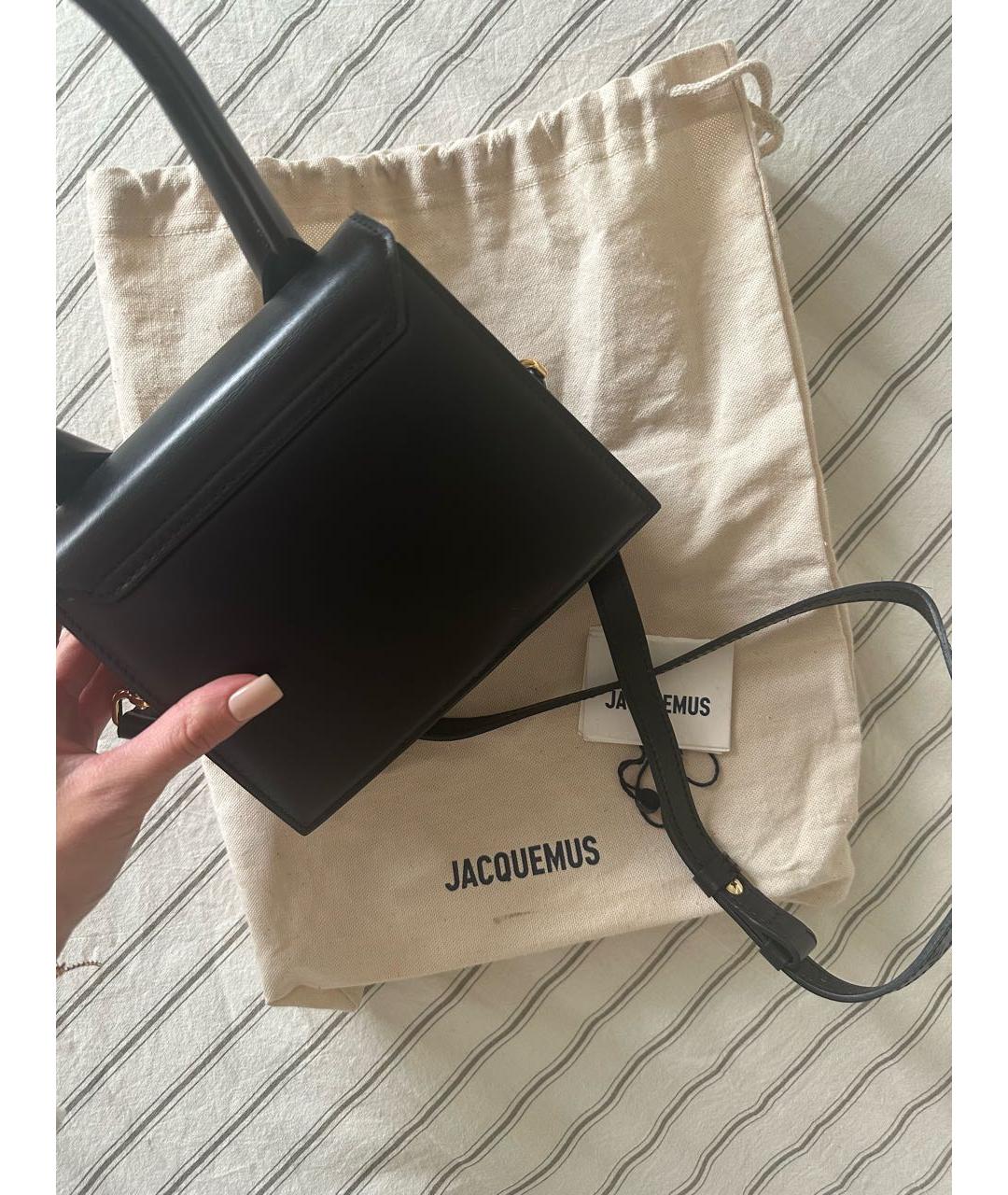 JACQUEMUS Черная кожаная сумка с короткими ручками, фото 3