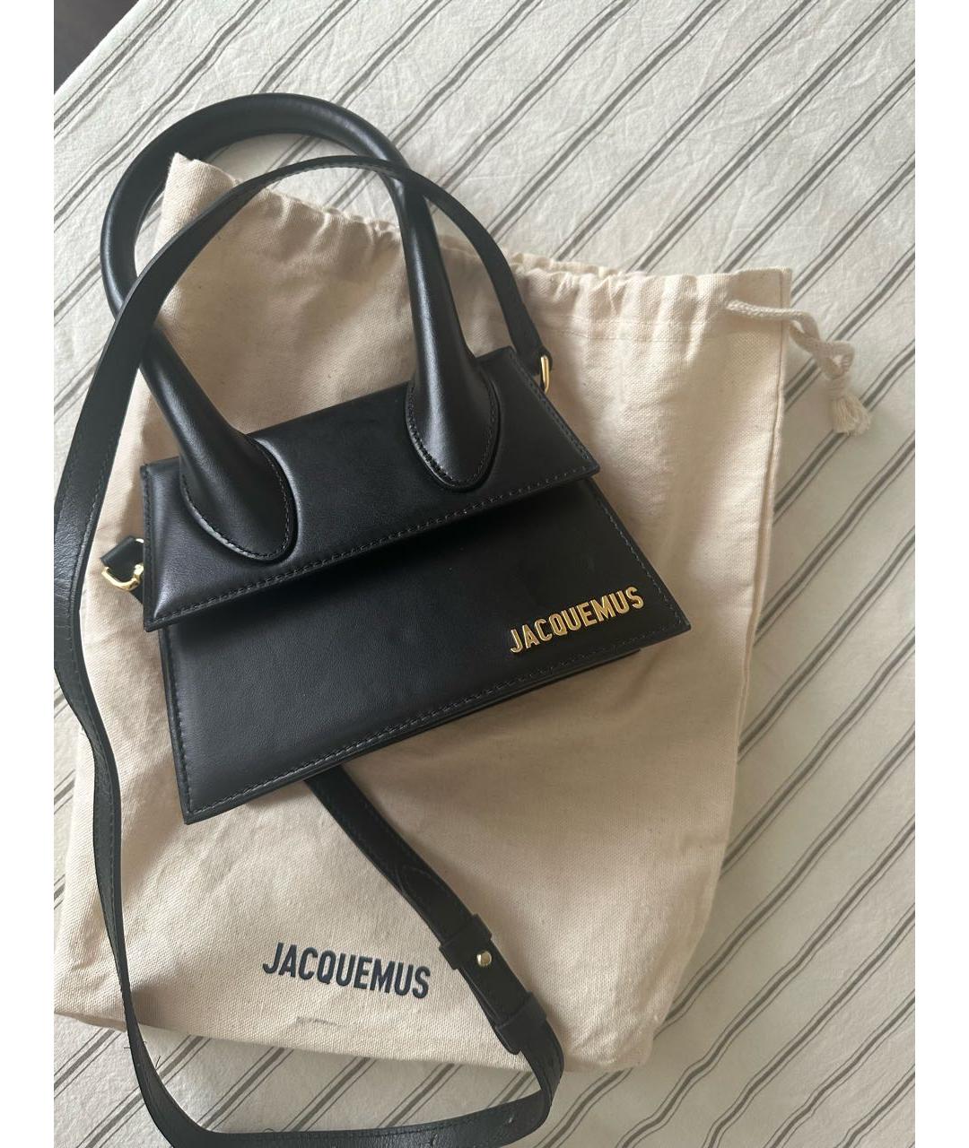 JACQUEMUS Черная кожаная сумка с короткими ручками, фото 5