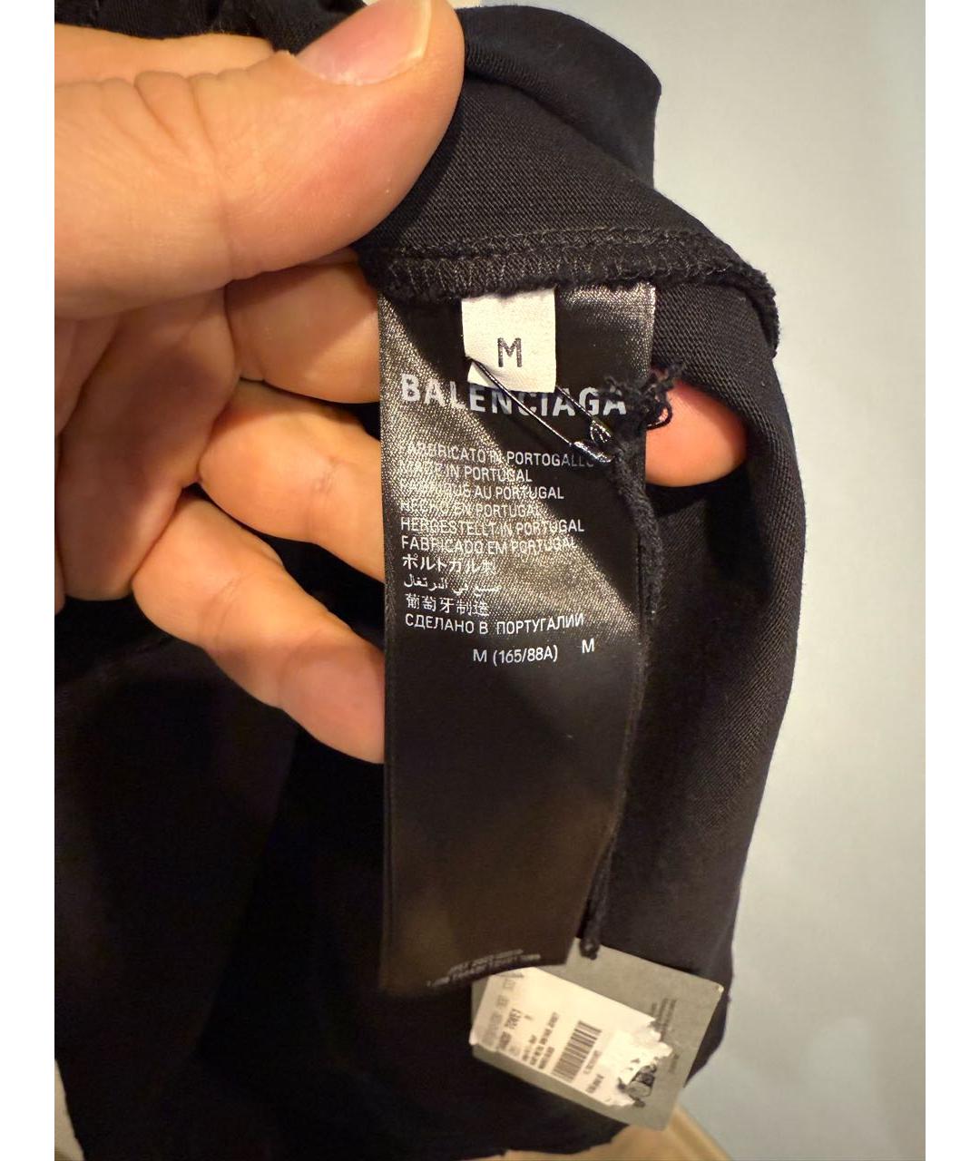 BALENCIAGA Черная хлопковая футболка, фото 4