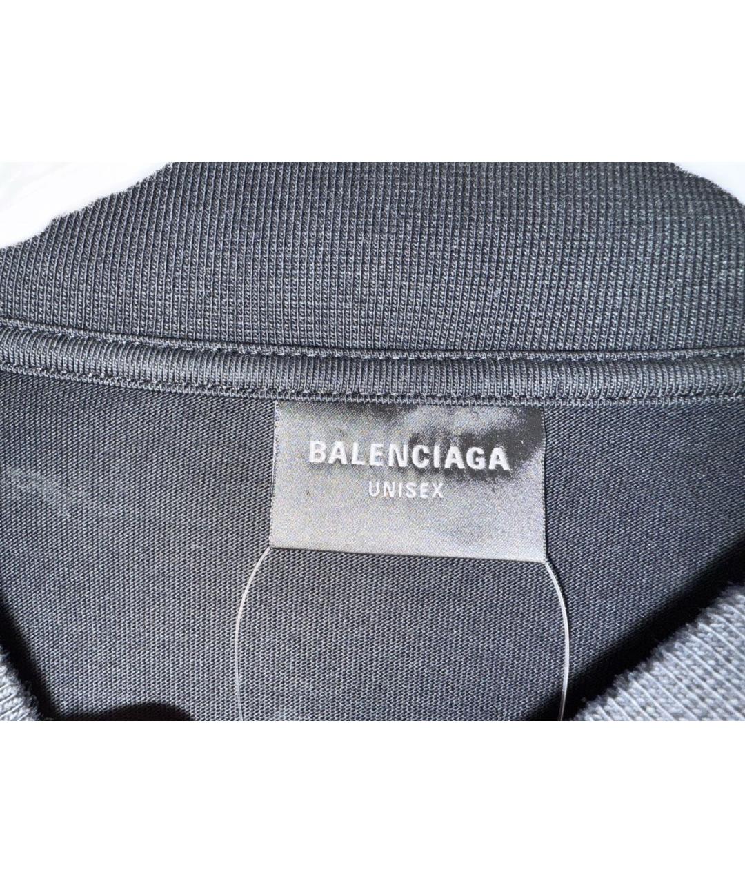 BALENCIAGA Черная хлопковая футболка, фото 3