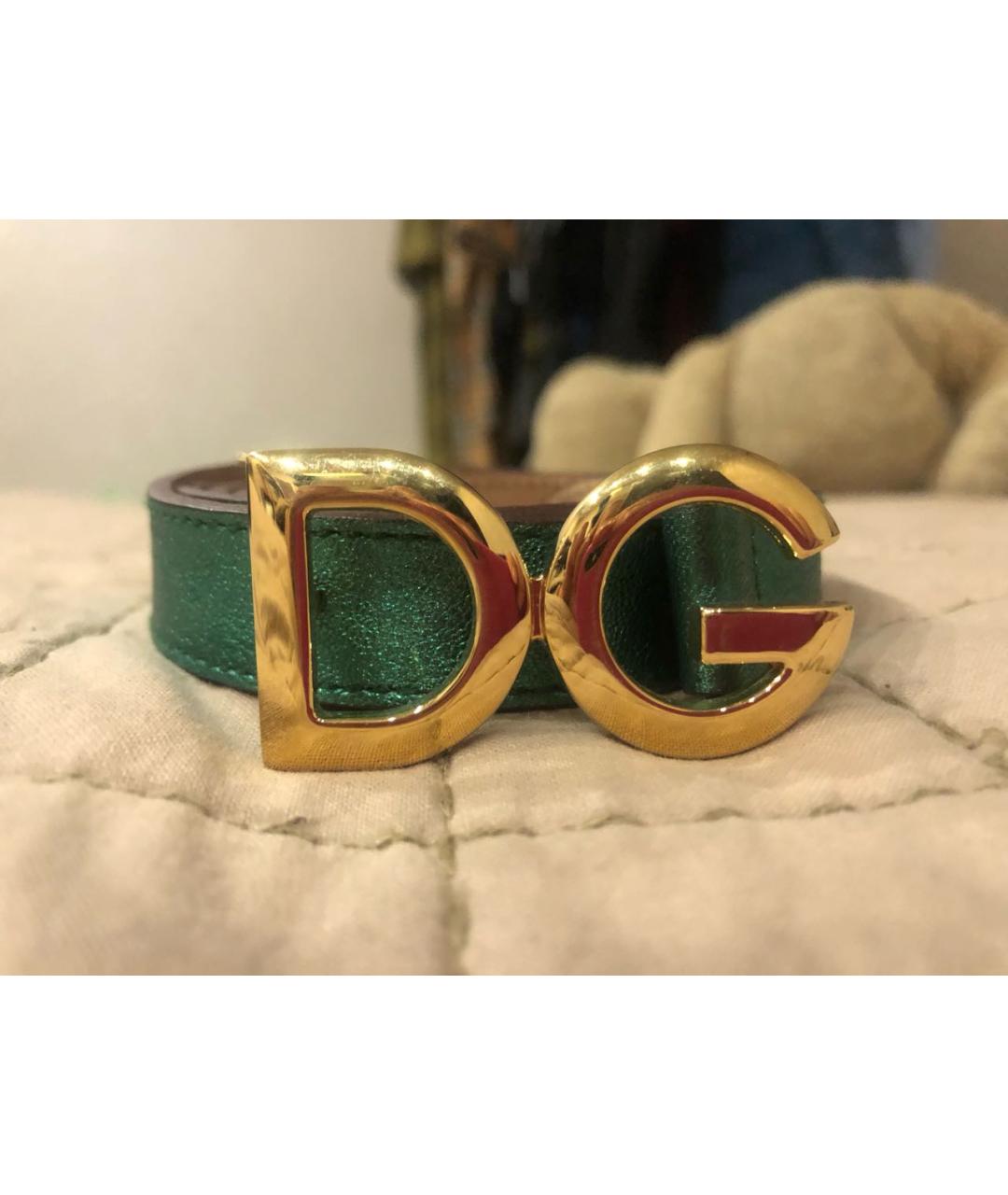 DOLCE&GABBANA Зеленый кожаный ремень, фото 4