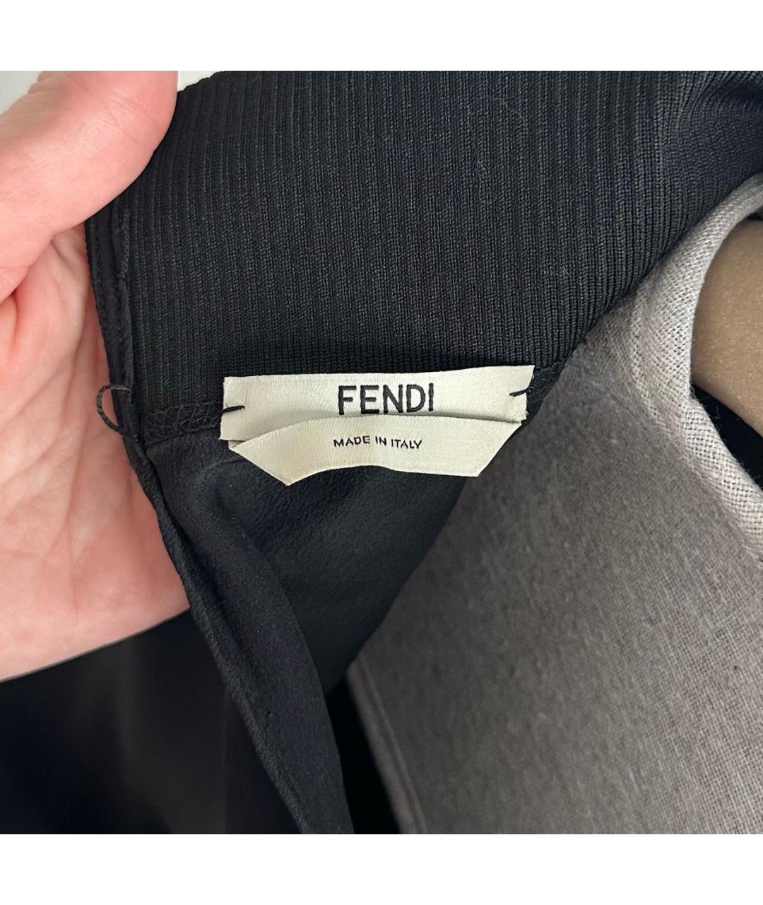 FENDI Черная шелковая блузы, фото 3
