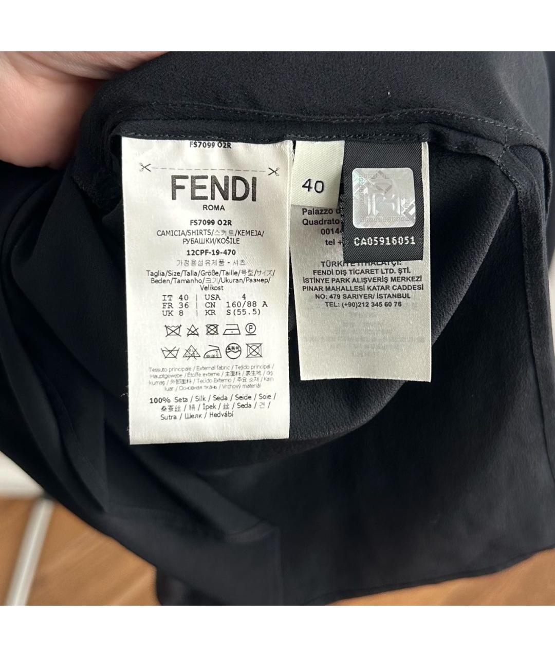 FENDI Черная шелковая блузы, фото 7