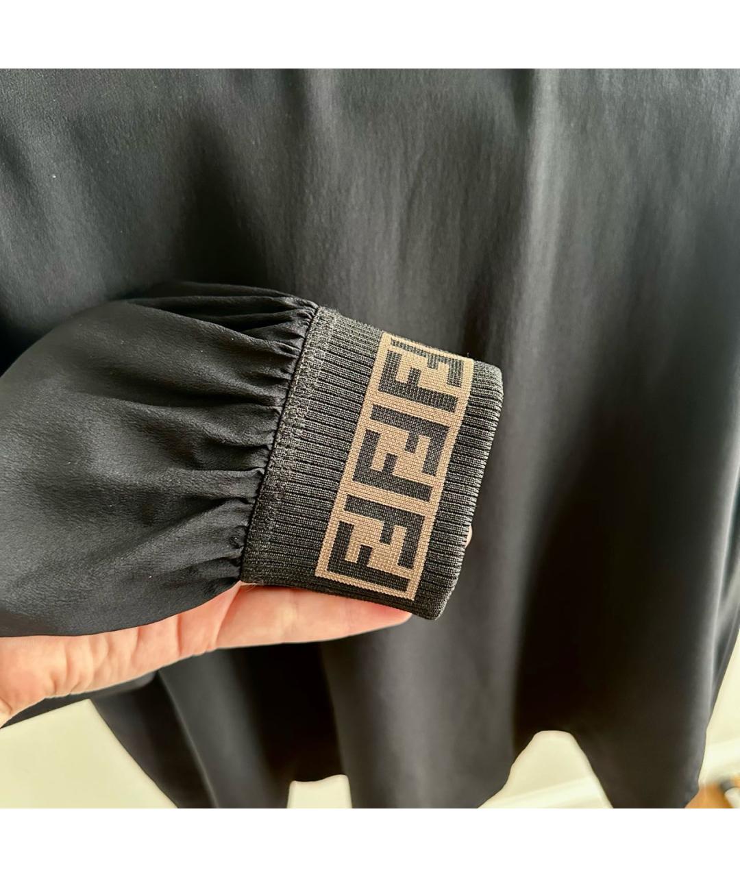 FENDI Черная шелковая блузы, фото 4