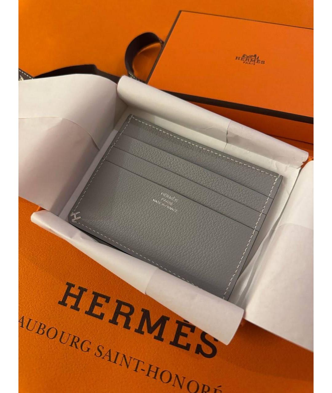 HERMES Серый кожаный кардхолдер, фото 5