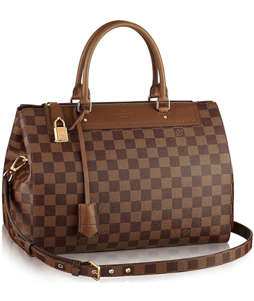 LOUIS VUITTON Коричневая кожаная сумка тоут, фото 9