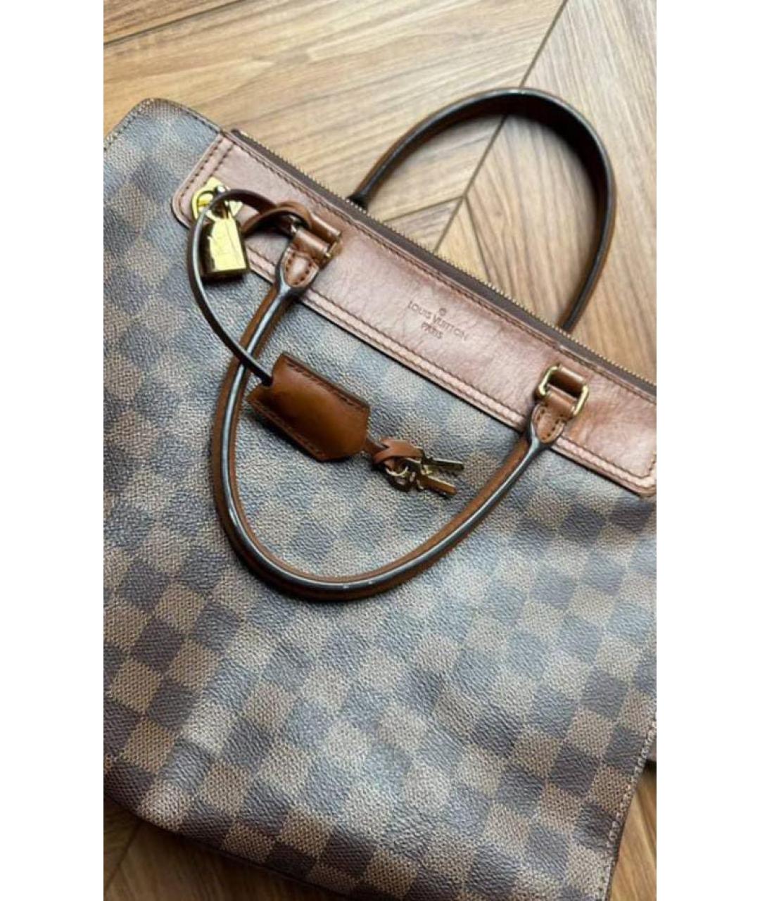 LOUIS VUITTON Коричневая кожаная сумка тоут, фото 6