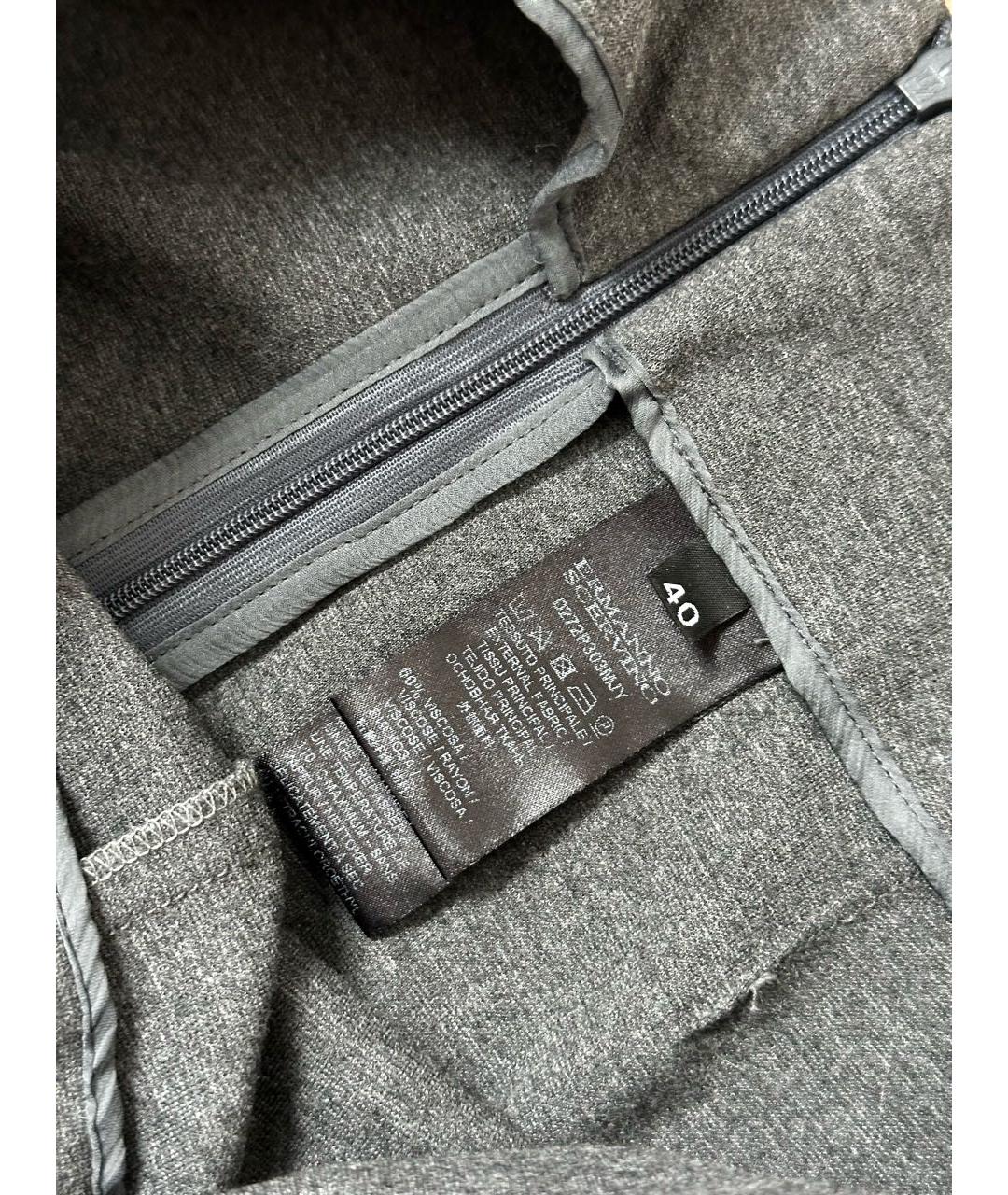 ERMANNO SCERVINO Антрацитовые хлопковые прямые брюки, фото 5