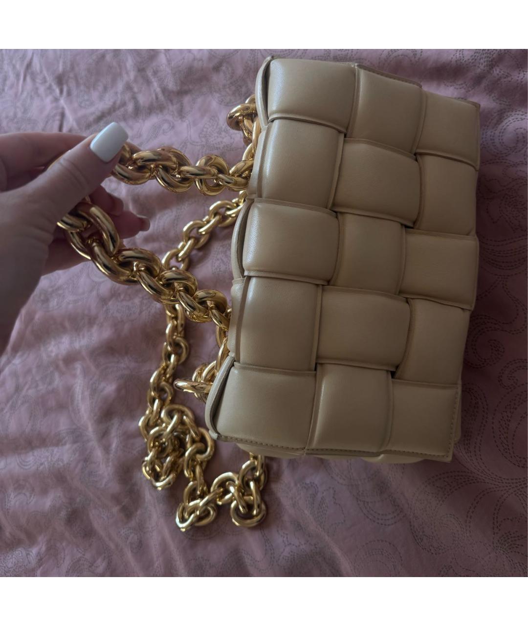 BOTTEGA VENETA Бежевая кожаная сумка через плечо, фото 5