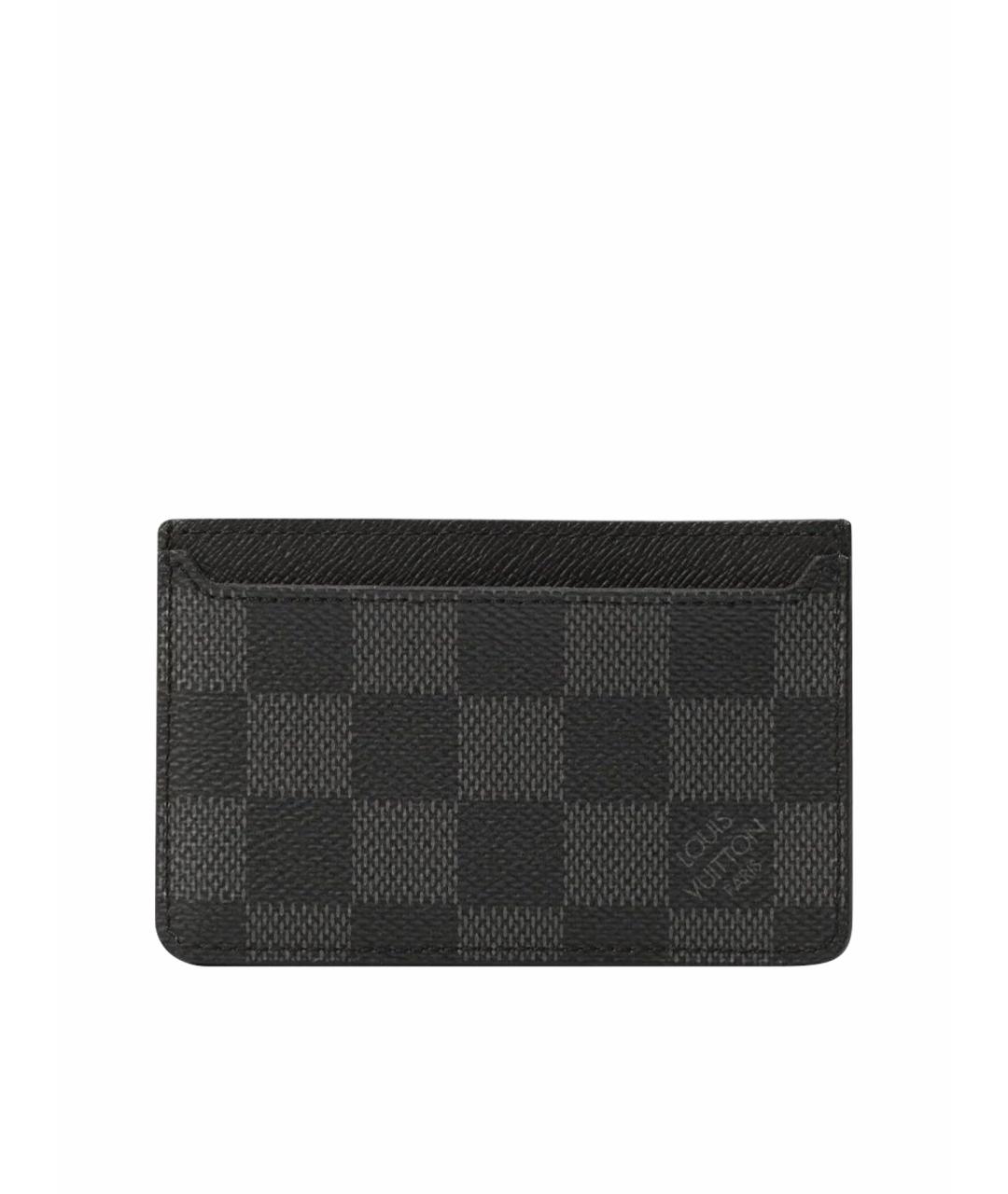 LOUIS VUITTON Черный кожаный кардхолдер, фото 1
