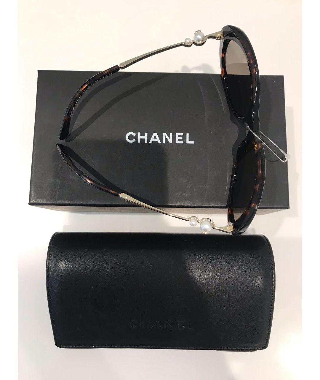 CHANEL Коричневые пластиковые солнцезащитные очки, фото 4