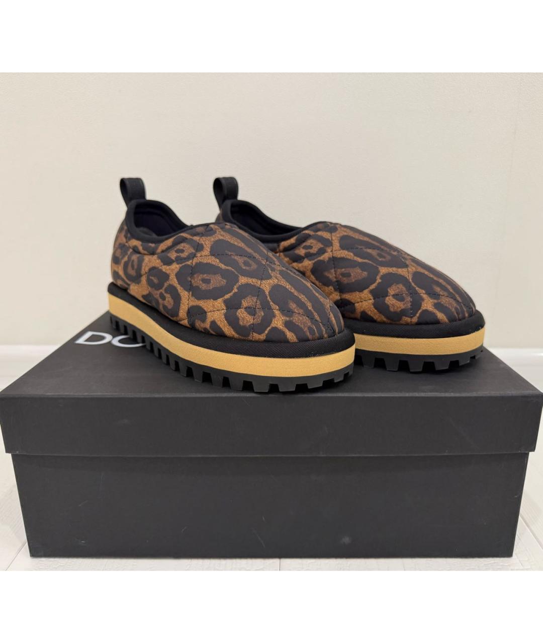 DOLCE&GABBANA Коричневые текстильные слипоны, фото 2