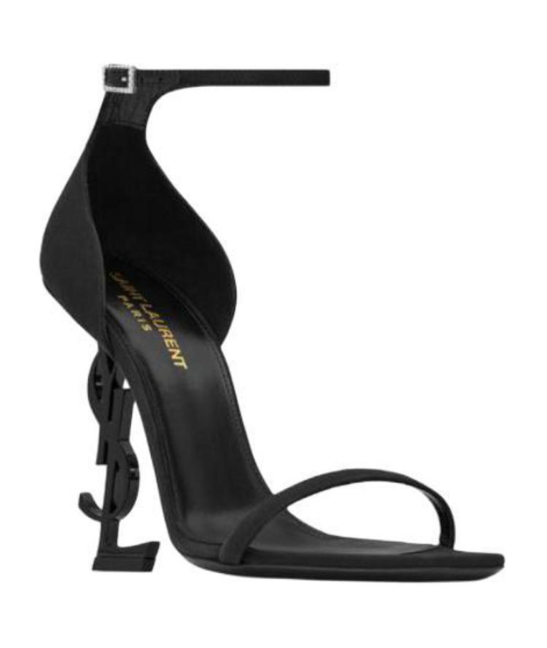 SAINT LAURENT Черные кожаные босоножки, фото 3