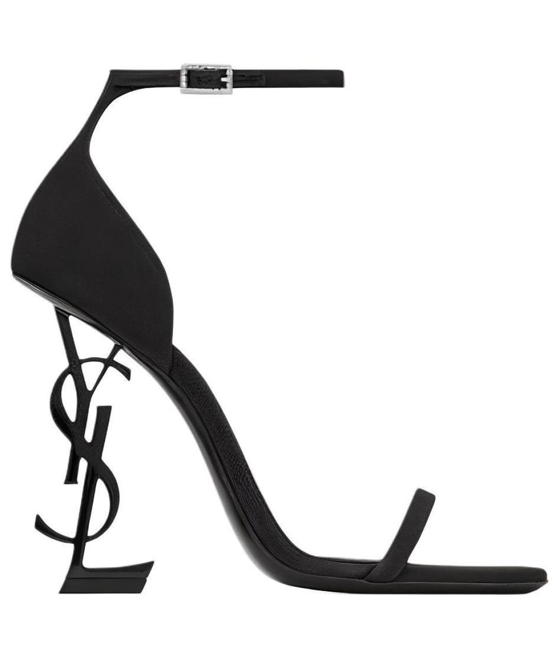 SAINT LAURENT Черные кожаные босоножки, фото 1