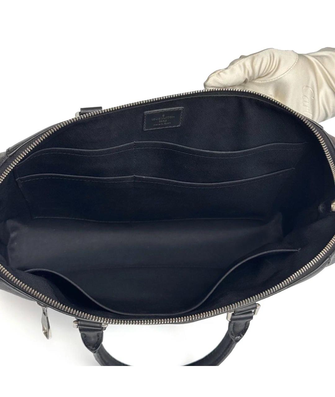 LOUIS VUITTON Черный кожаный портфель, фото 4