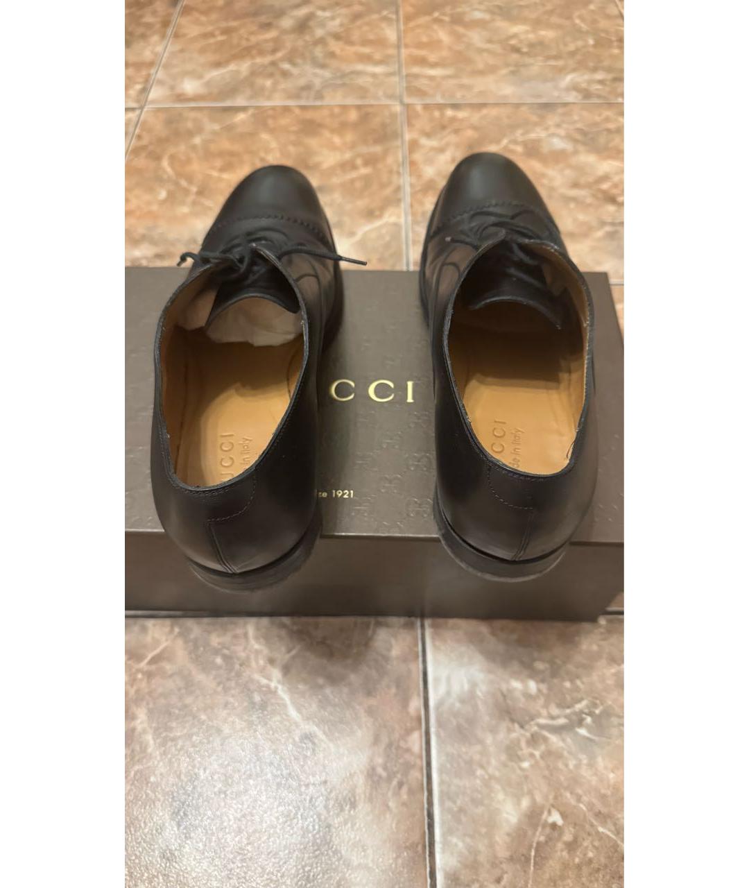 GUCCI Черные кожаные низкие ботинки, фото 4