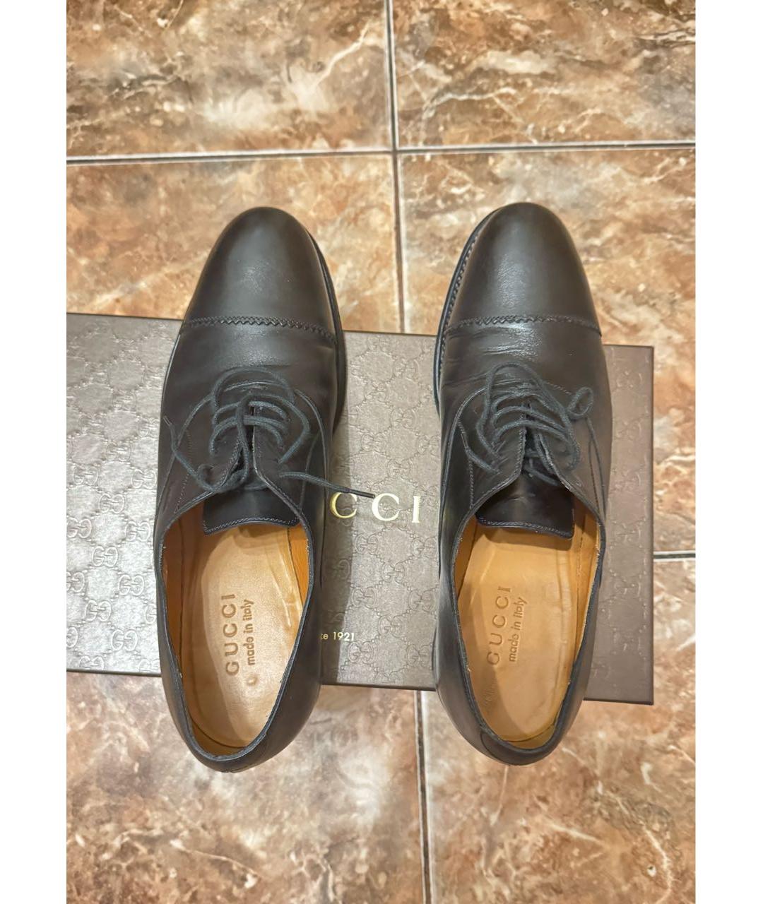 GUCCI Черные кожаные низкие ботинки, фото 3