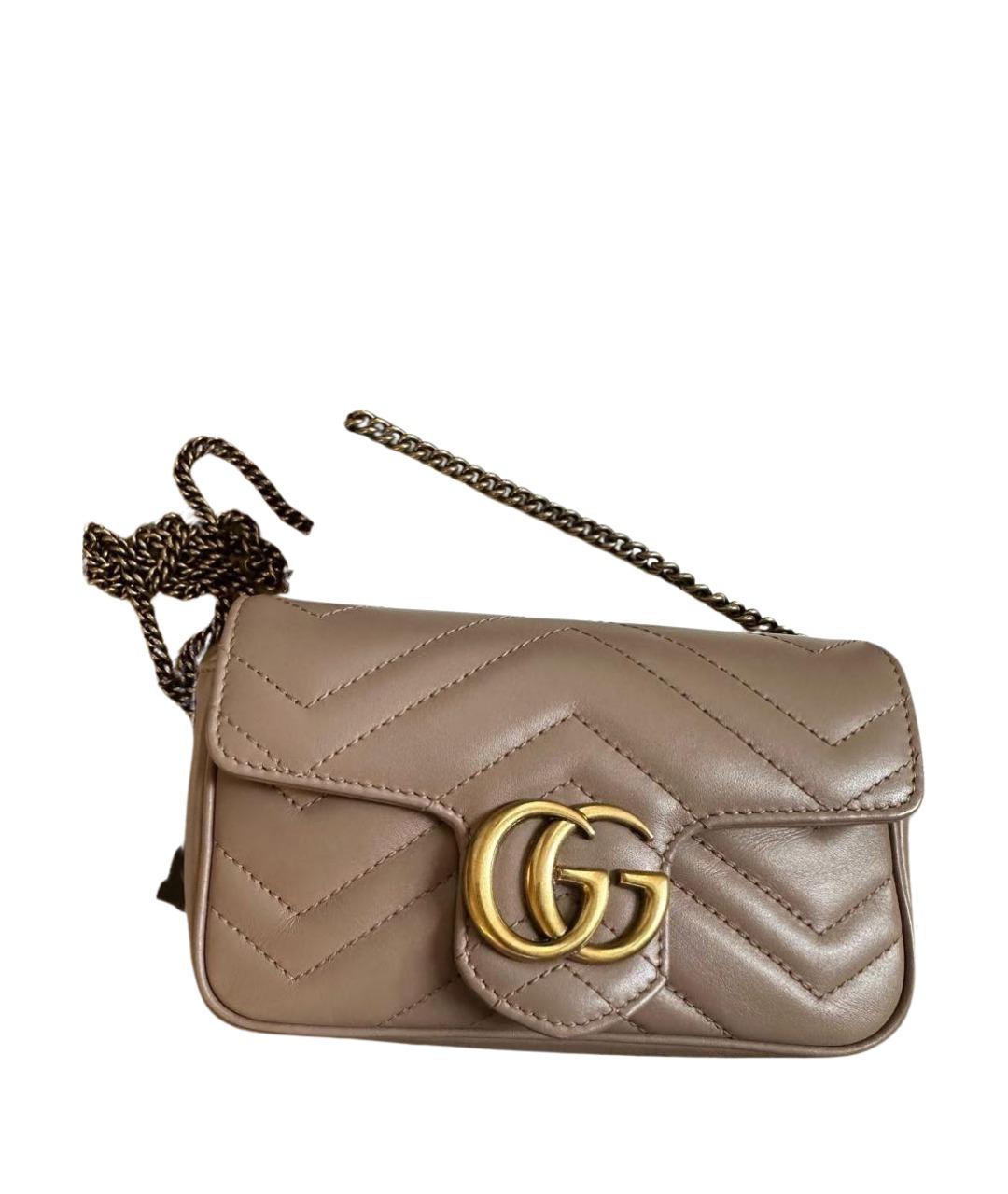 GUCCI Бежевая кожаная сумка через плечо, фото 1