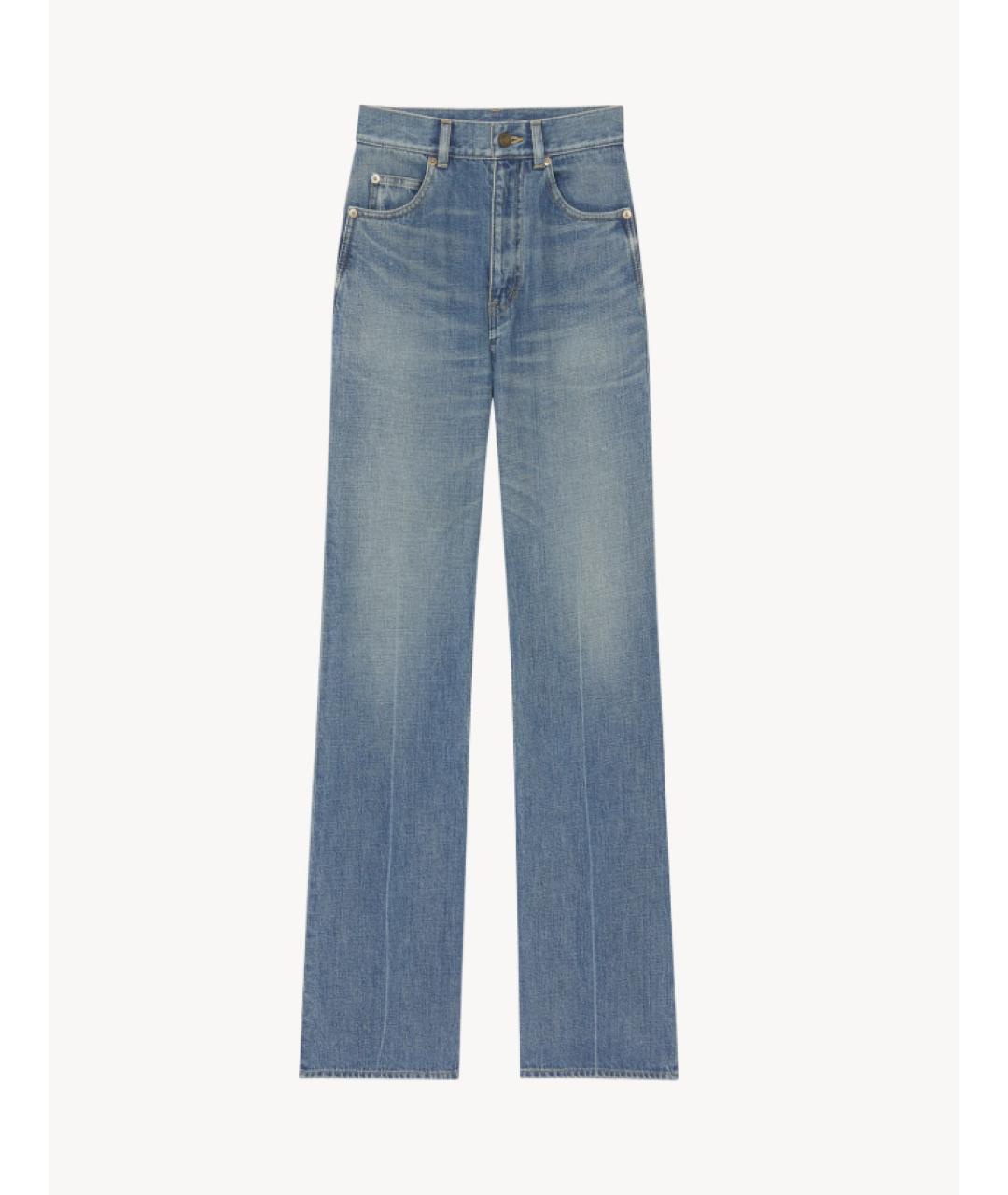 SAINT LAURENT Голубые хлопковые прямые джинсы, фото 5