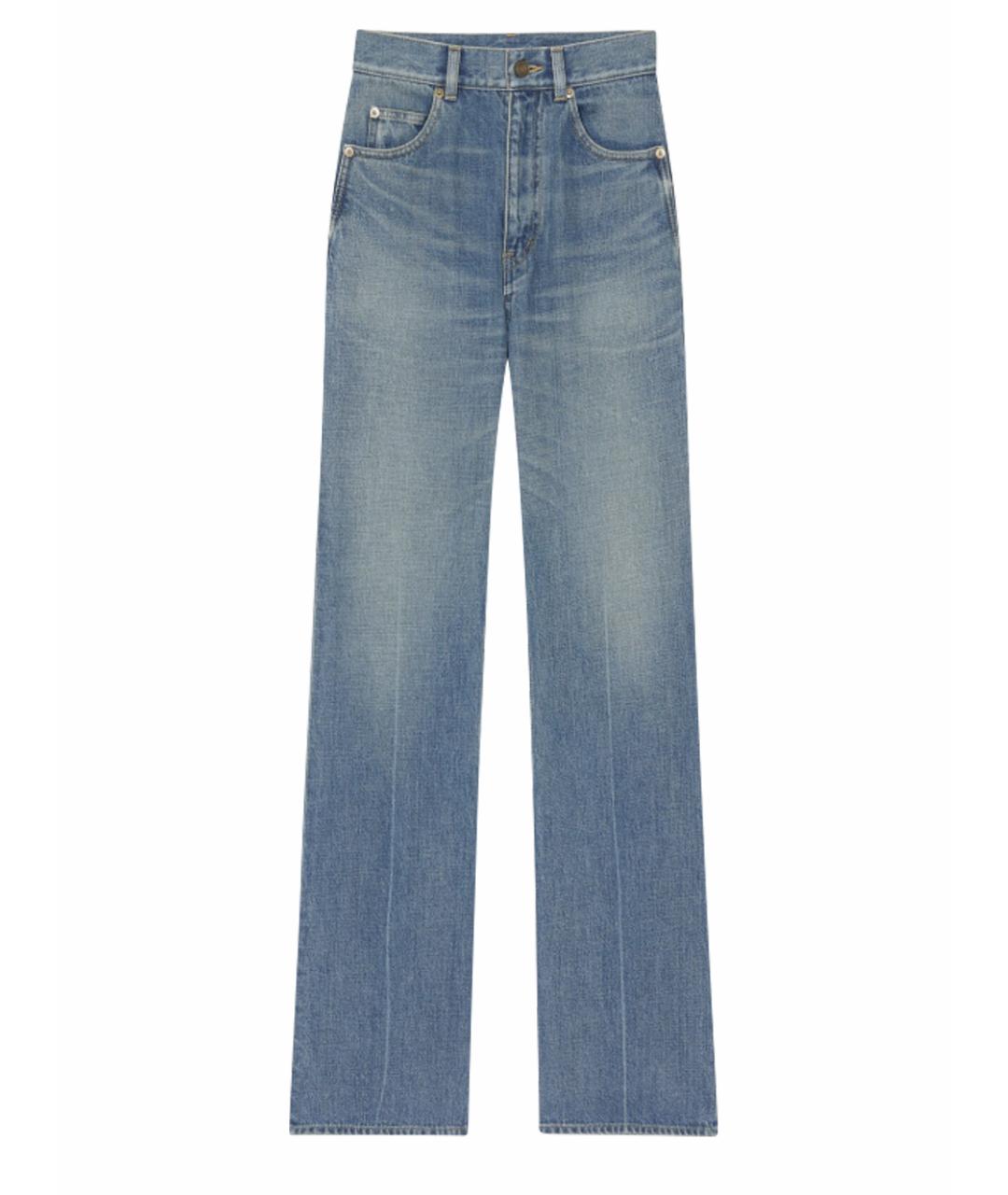 SAINT LAURENT Голубые хлопковые прямые джинсы, фото 1