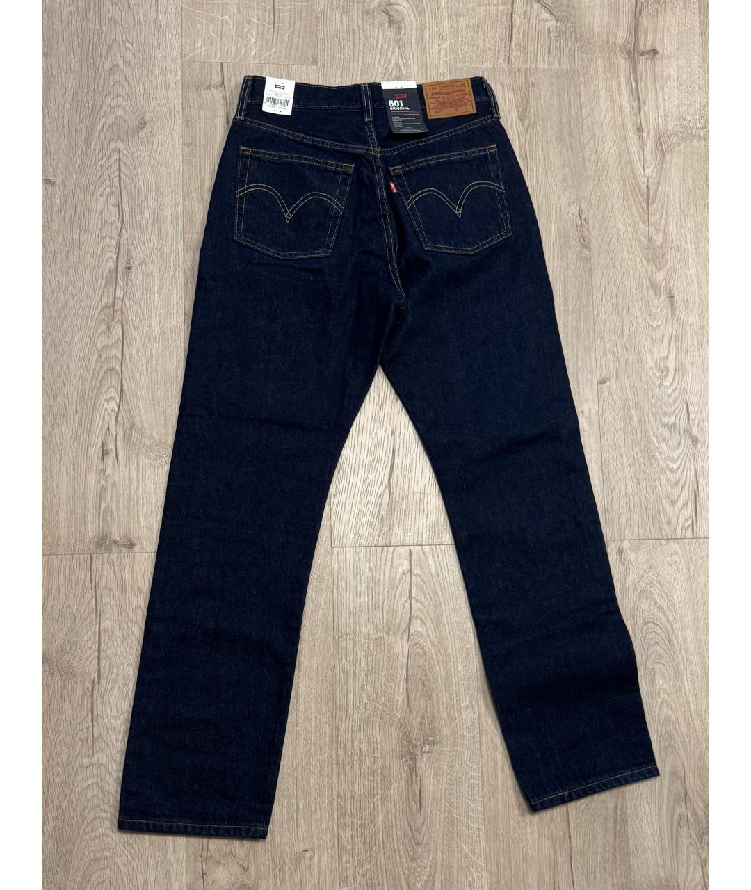 LEVI'S Темно-синие хлопковые прямые джинсы, фото 2