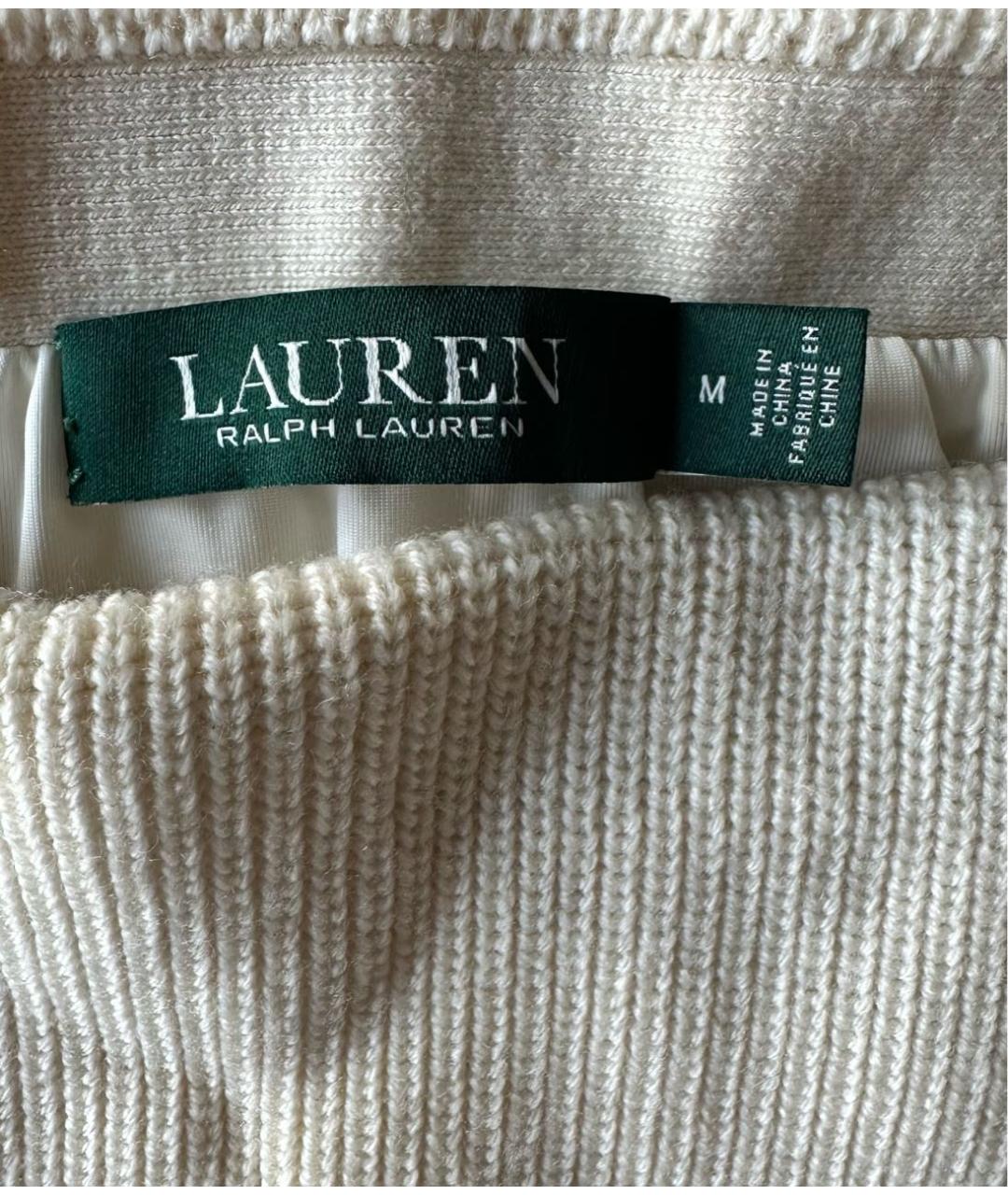 RALPH LAUREN Бежевая шерстяная юбка миди, фото 3