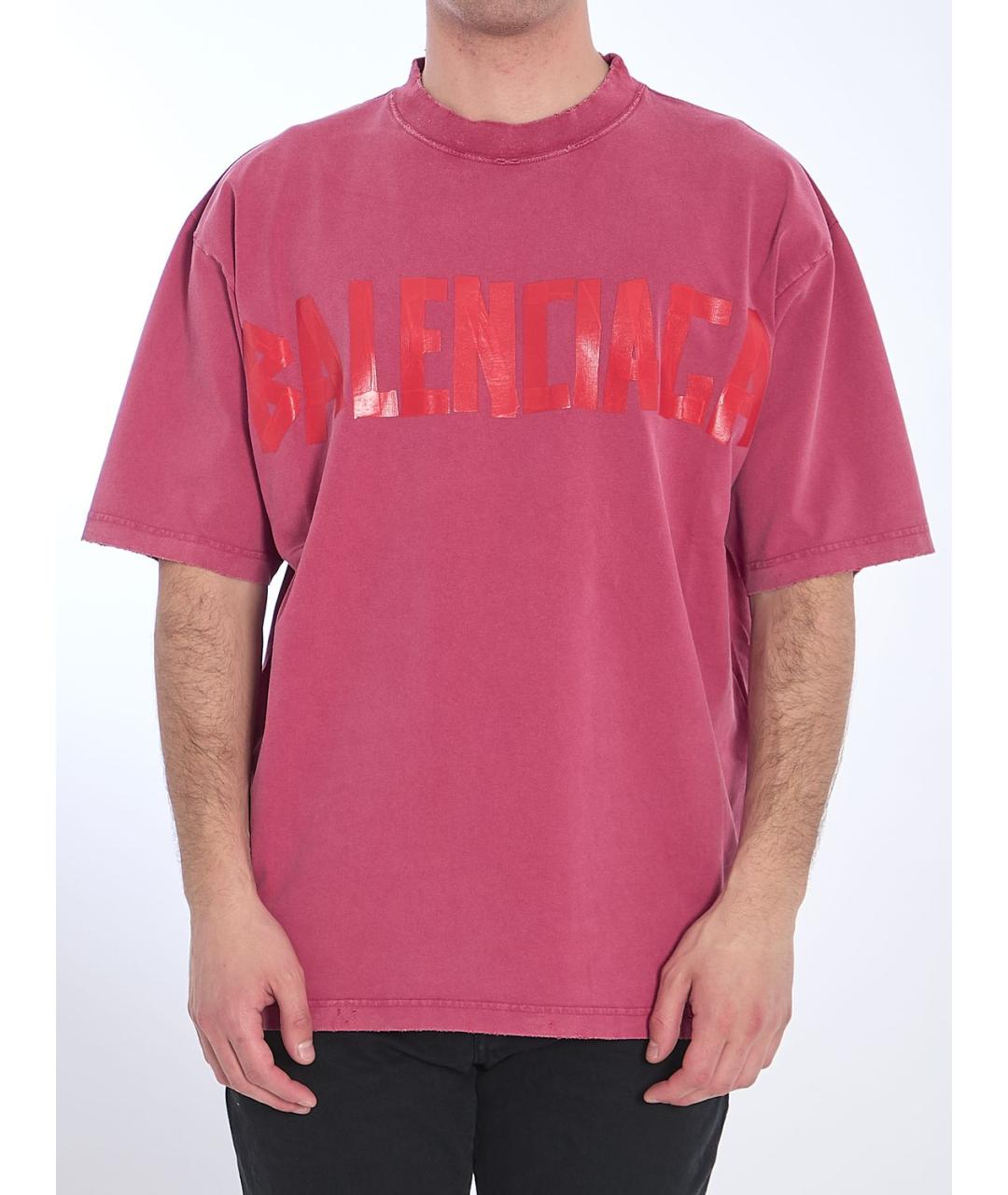 BALENCIAGA Розовая хлопковая футболка, фото 2
