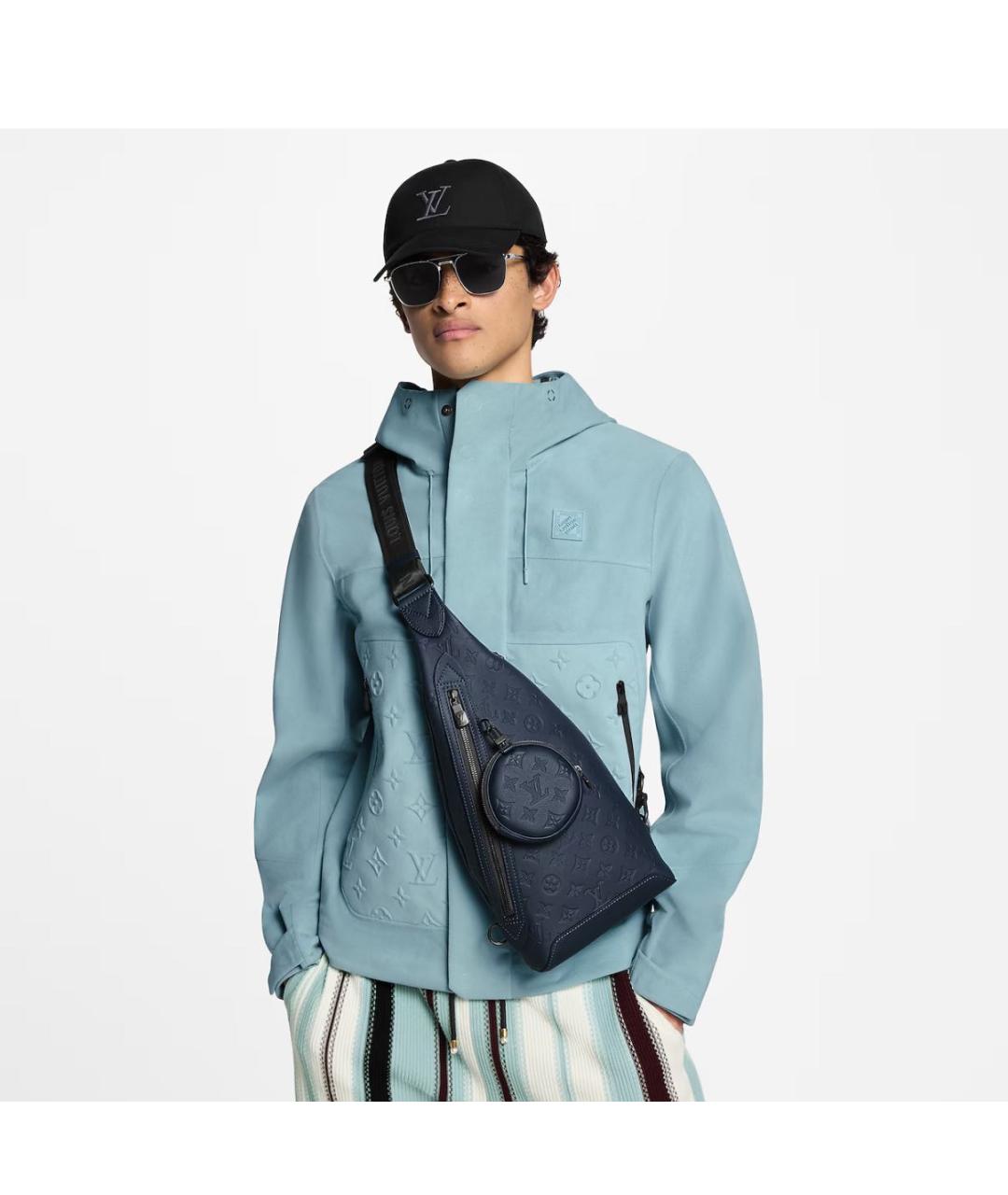 LOUIS VUITTON Темно-синяя кожаная сумка на плечо, фото 7