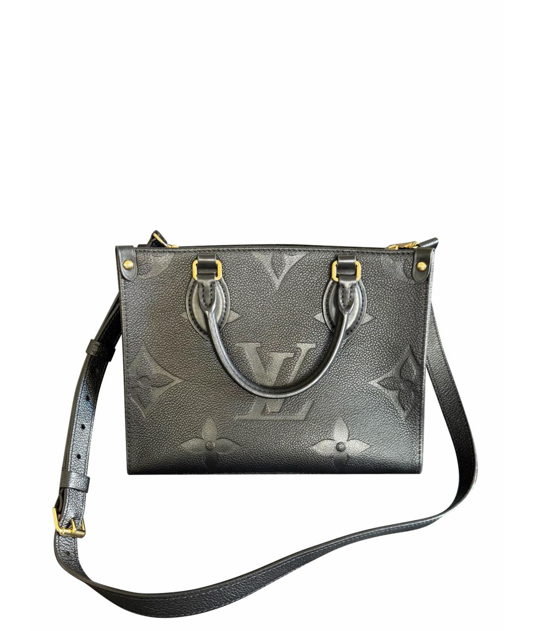 LOUIS VUITTON Черная кожаная сумка с короткими ручками, фото 1