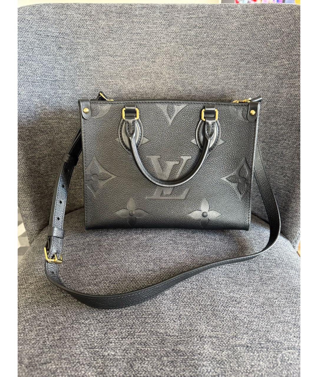 LOUIS VUITTON Черная кожаная сумка с короткими ручками, фото 2