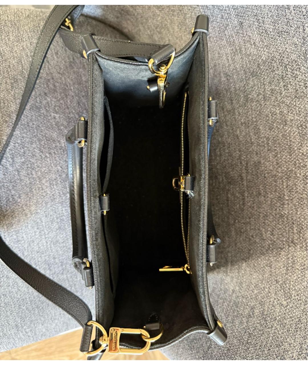 LOUIS VUITTON Черная кожаная сумка с короткими ручками, фото 4