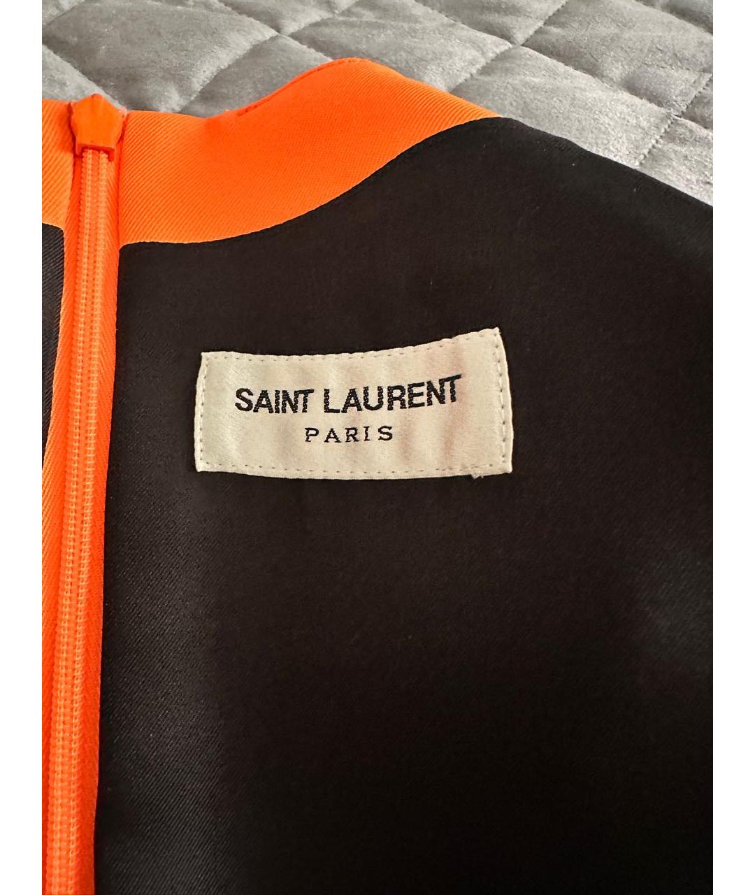 SAINT LAURENT Оранжевое полиэстеровое вечернее платье, фото 8