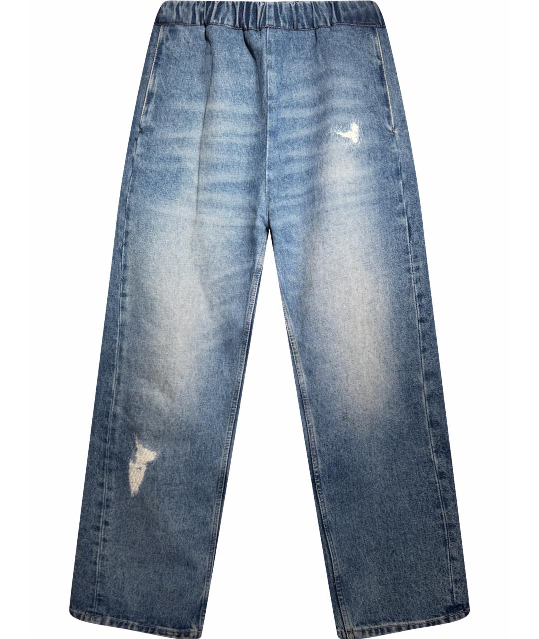 MM6 MAISON MARGIELA Синие хлопковые прямые джинсы, фото 1