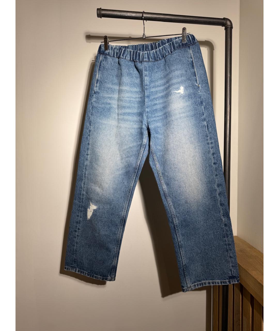 MM6 MAISON MARGIELA Синие хлопковые прямые джинсы, фото 9