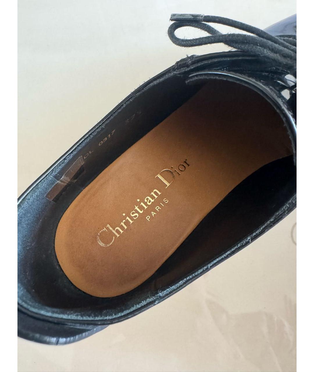 CHRISTIAN DIOR Черные брогги и оксфорды из лакированной кожи, фото 6