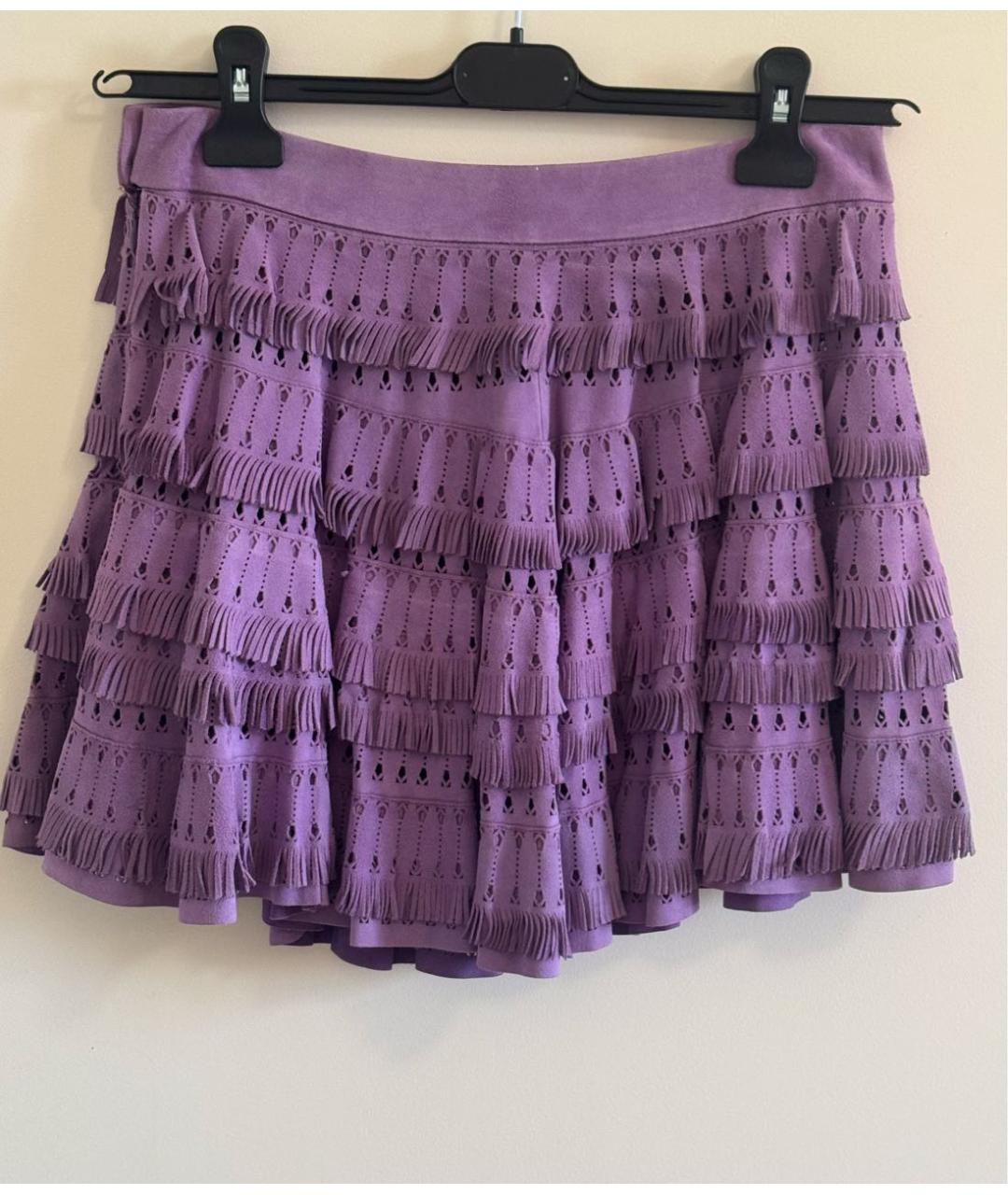 ERMANNO SCERVINO Фиолетовая замшевая юбка мини, фото 2