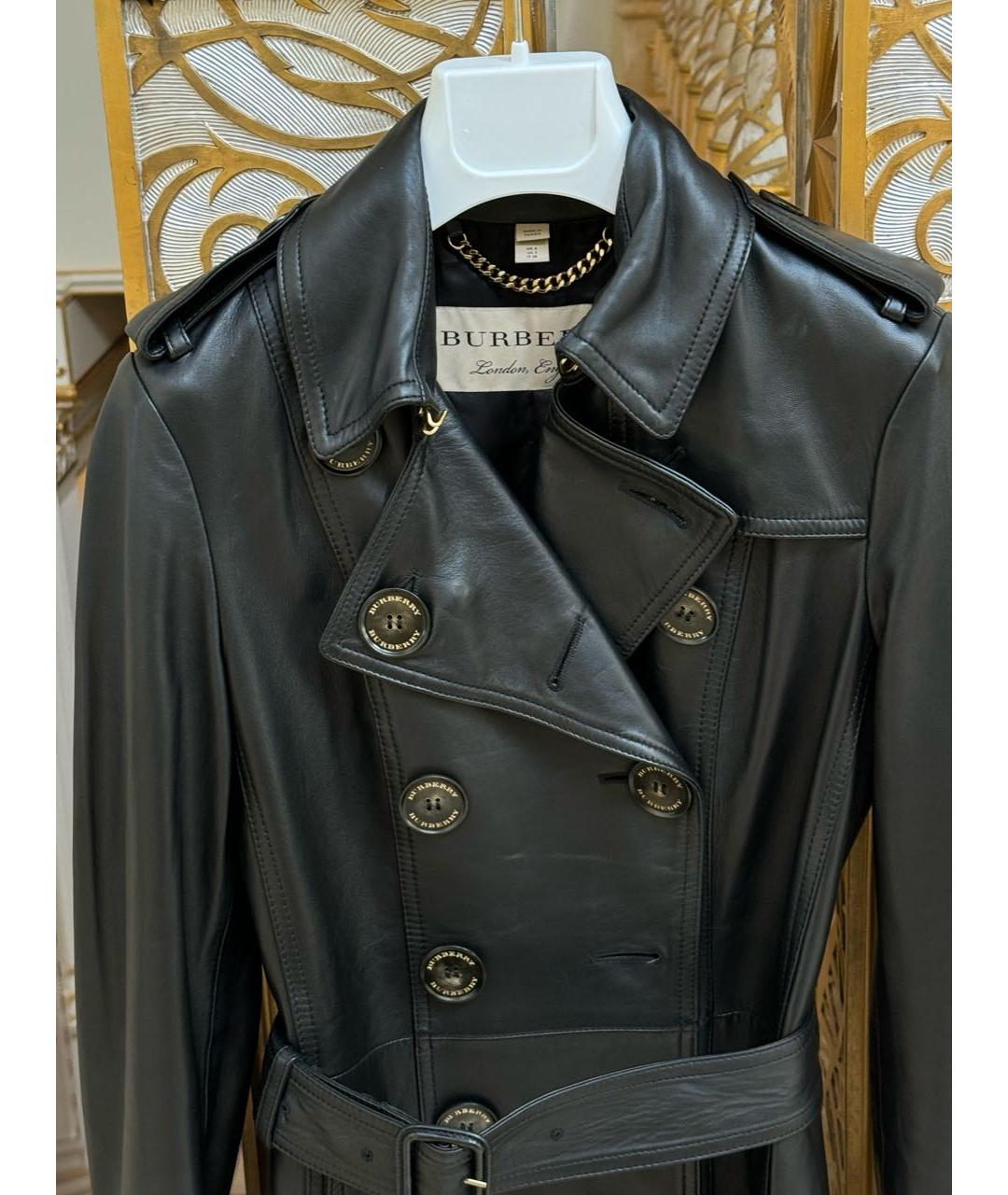 BURBERRY Черный кожаный тренч/плащ, фото 4