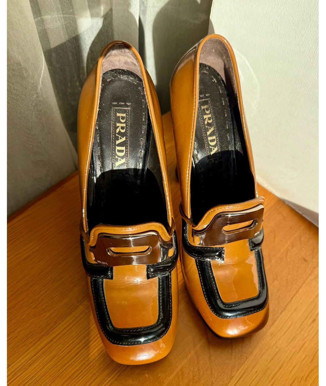 PRADA Коричневые туфли из лакированной кожи, фото 2