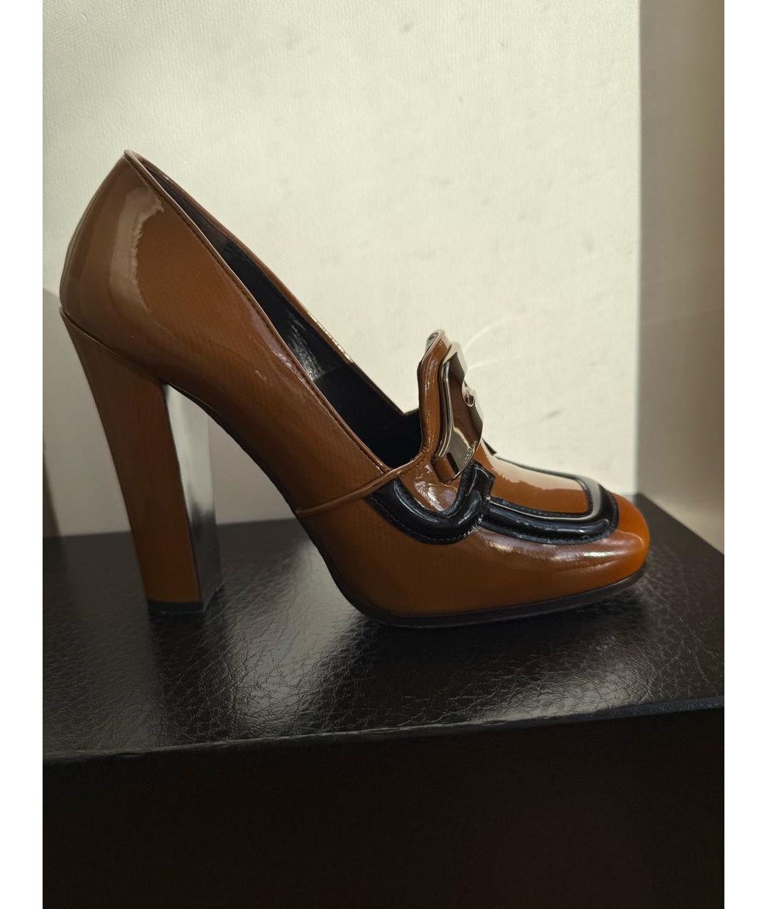 PRADA Коричневые туфли из лакированной кожи, фото 7