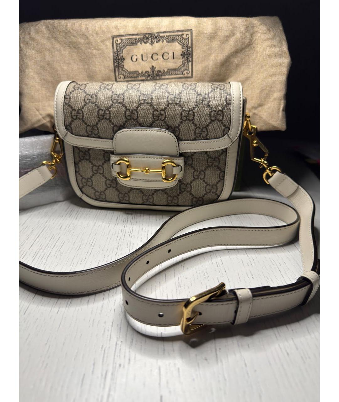 GUCCI Белая тканевая сумка через плечо, фото 6