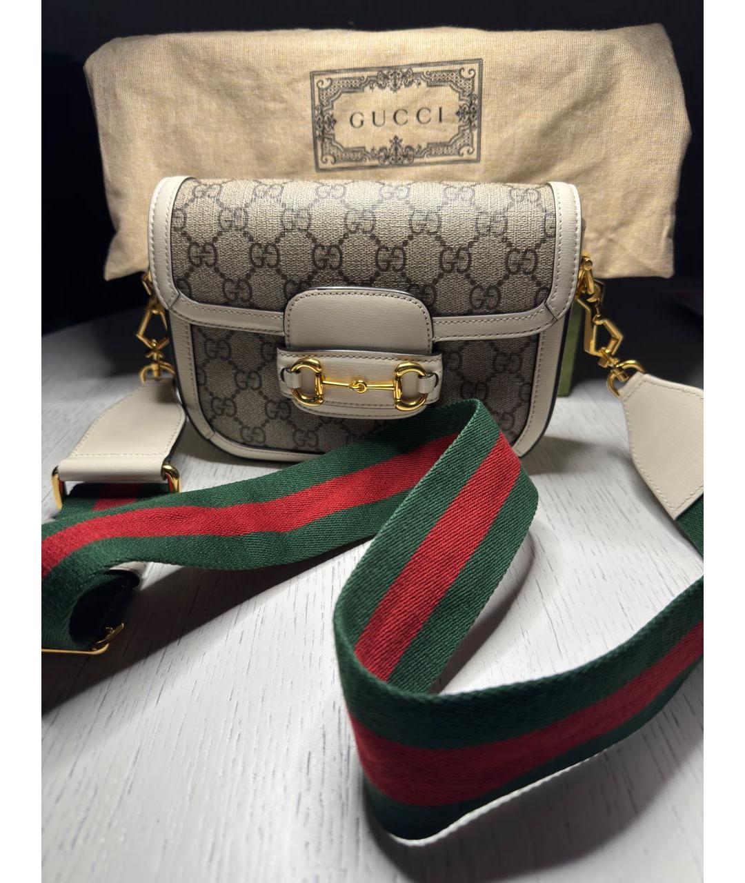 GUCCI Белая тканевая сумка через плечо, фото 5