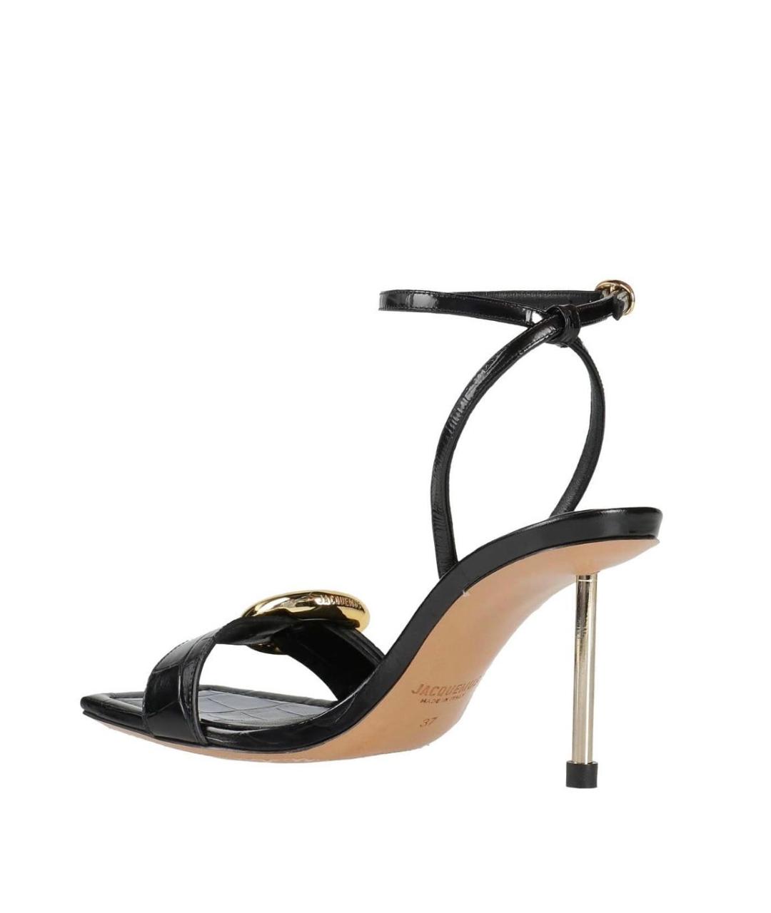 JACQUEMUS Черные кожаные босоножки, фото 4
