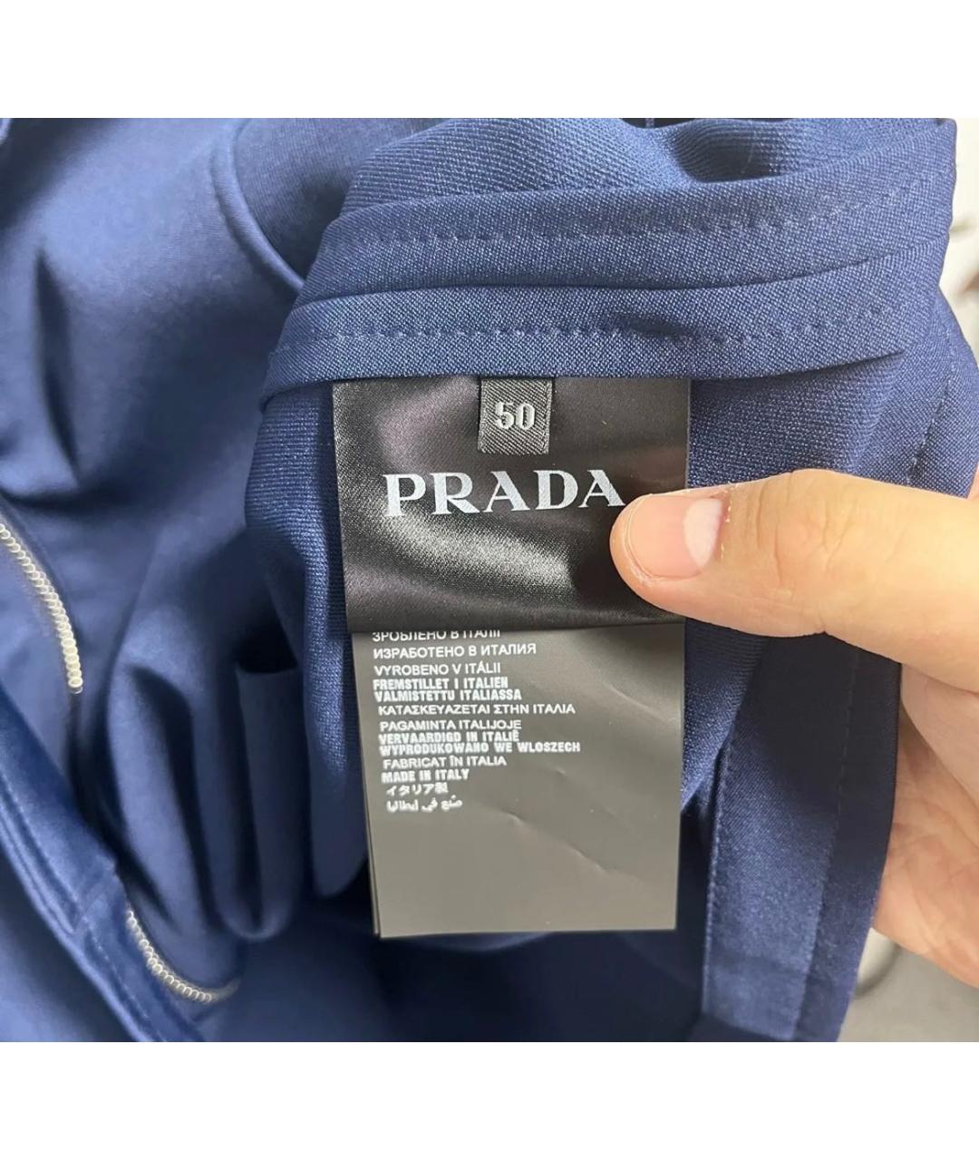 PRADA Темно-синяя полиэстеровая спортивная куртка, фото 4