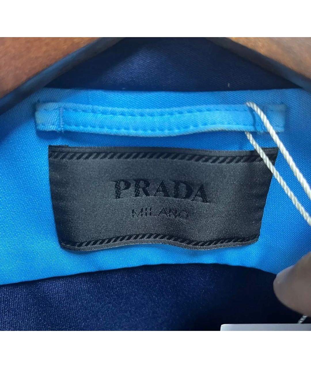 PRADA Темно-синяя полиэстеровая спортивная куртка, фото 3